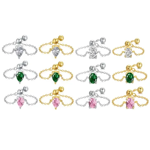 Moderne Minimalistische Koperen Verstelbare Kettingring Voor Dames Met Gekleurde Strass Hart Waterdruppel Geometrische Edelsteen Sieraden Cadeau
