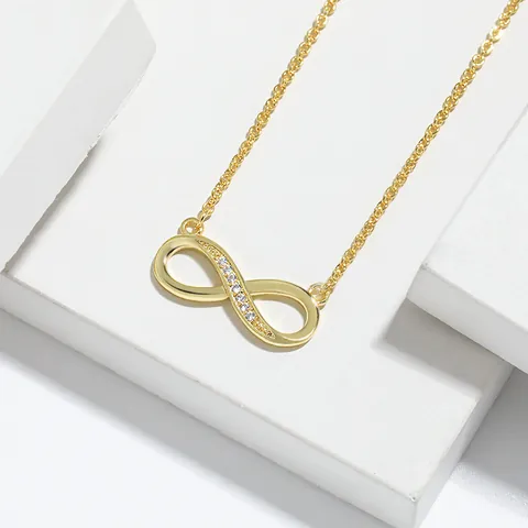 S925 Sterling Silver Infinity Symbol Necklace For Women Rhinestone Inlaid Lucky Eight Clavicle Chain Fashion Jewelry