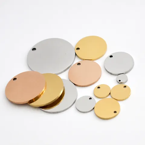 Stainless Steel Round Blank Pendant Mirror Polished Engravable Pet ID Tag Minimalist Jewelry Making Accessory DIY Hip Hop Dog Tag