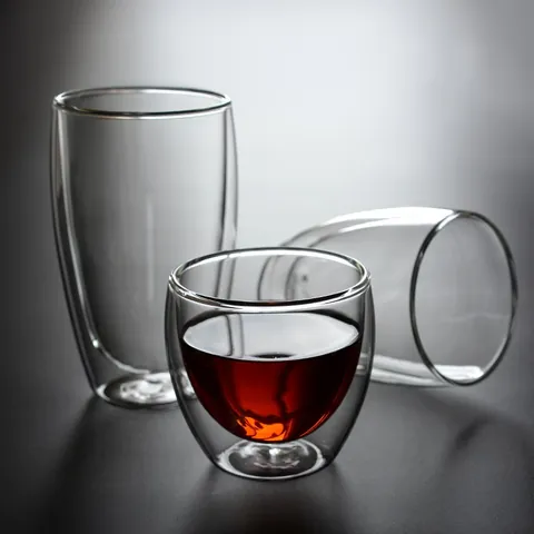 Double Wall Glass Coffee Cup High Borosilicate Heat Resistant Transparent Insulated Milk Tea Juice Mug Hand Blown Glassware Kitchen
