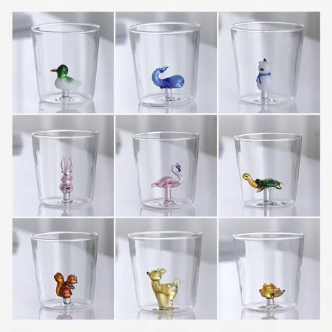 3D Καρτούν Ζώο Γυάλινο Ποτήρι Βοροπυριτικό Ανθεκτικό στη Θερμότητα Χειροποίητη Κούπα για Καφέ Χυμό Σπίτι Γραφείο