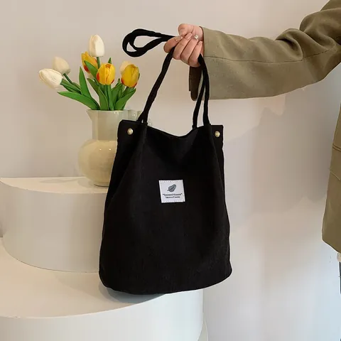 Cord Umhängetasche Eimerbeutel Lässig Literarisch Große Kapazität Tragetasche Handtasche Für Damen Tägliches Pendeln Einfarbig Einfacher Stil