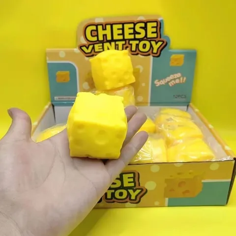 Cartoon Cheese Bun Squishy Toy Soft Slow Rebound Stress Relief Fidget Toy For Adults Kids Simulation Food Decompression Toy Gift