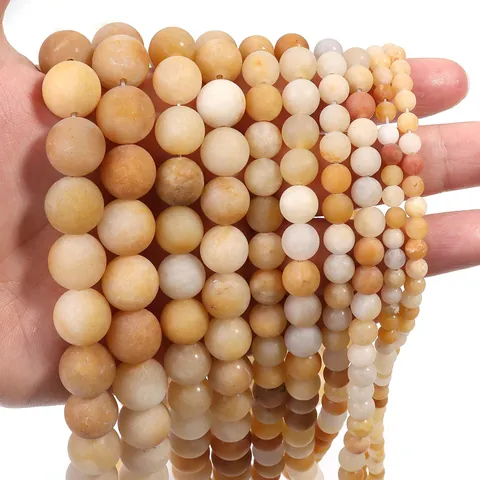 Natural Yellow Aventurine Stone Beads For DIY Jewelry Making Matte Drilled Loose Beads For Bracelet Necklace Earring Semi-Finished Accessories