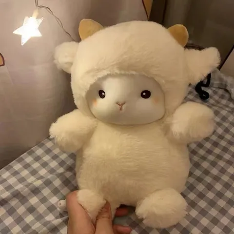 Simpatico Giocattolo di Peluche di Pecora Bambola di Peluche Animale Morbido Cuscino da Sonno Compagno Cuscino da Abbraccio Regalo di Compleanno Per Bambini Ragazze