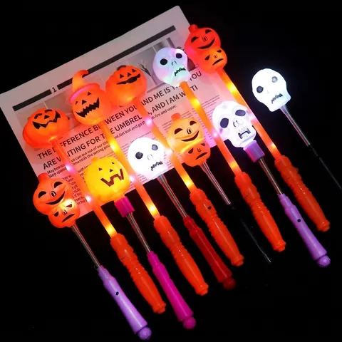 Halloween Leuchtende LED Kürbis Zauberstab Totenkopf Geist Stirnband Party Leuchtstab Kostüm Zubehör Für Halloween Event Dekorationen