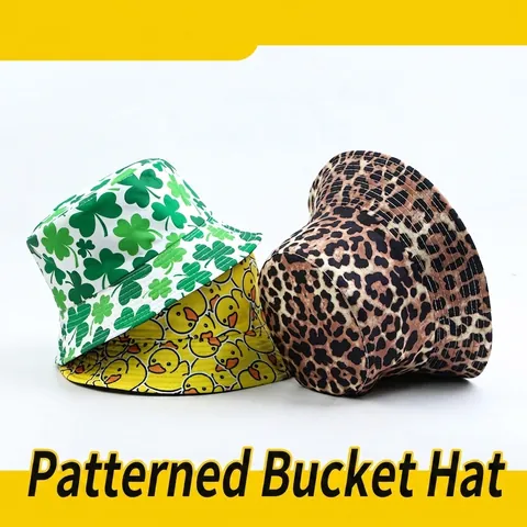 Double Sided Suede Polyester Leopard Print Bucket Hat Women Trendy Printed Outdoor Sunshade Fisherman Hat Fall Winter