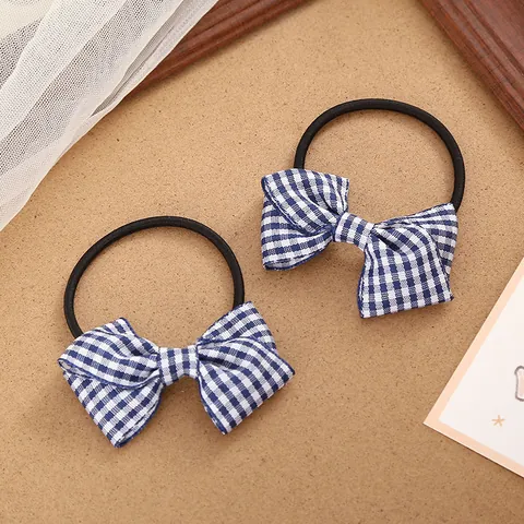 Sweet Plaid Bowknot Hair Ties Ribbon Handmade Gingham Pattern Elastic Hair Bands Korean Style Scrunchies For Girls Women Accessories