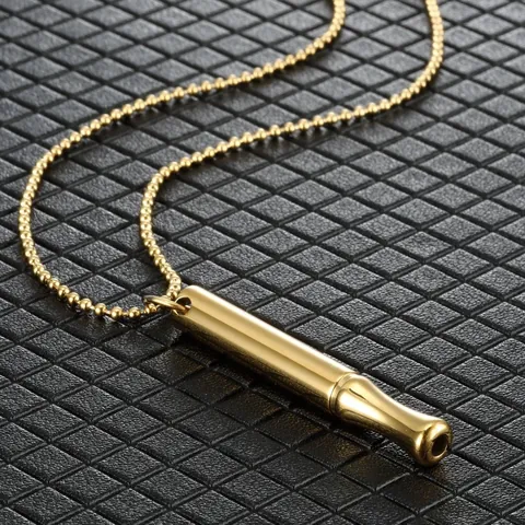 Stainless Steel Mindfulness Breathing Necklace Anxiety Relief Meditation Whistle Pendant Necklaces For Unisex Stress Relief Jewelry