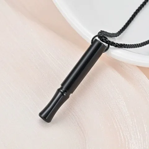 Stainless Steel Mindfulness Breathing Necklace Meditation Whistle Pendant For Anxiety Stress Relief Men Women Relaxing Jewelry
