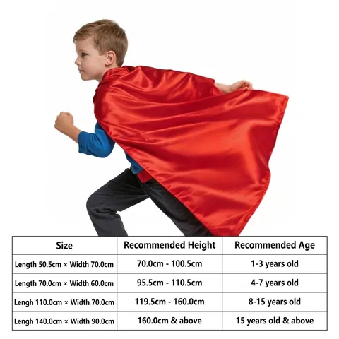 Kinder Superheld Umhang Glänzender Satin Einfarbig Rollenspiel Cape Für Halloween Schule Bühne Aufführung Party Zubehör Top