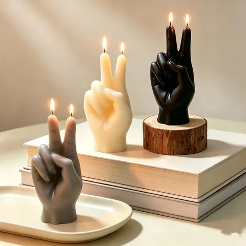 Sieg Geste Duftkerze Natur Sojawachs Kreative Finger Friedenszeichen Dekorative Kerze Handgefertigt Home Decor