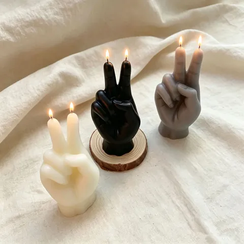 Sieg Geste Duftkerze Natur Sojawachs Kreative Finger Friedenszeichen Dekorative Kerze Handgefertigt Home Decor