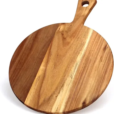 Planche à Découper en Bois d'Acacia Naturel Avec Poignée Plateau de Service Polyvalent pour Pizza Fromage Steak Pain Outil de Cuisine