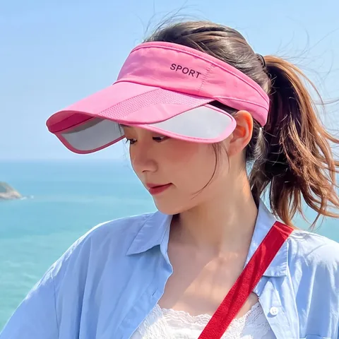 Women Outdoor Sport Sun Visor Retractable Brim Empty Top Hat Adjustable Summer UV Protection Cycling Running Beach Cap