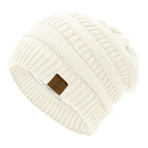 Berretto Donna Invernale in Maglia Con Toppa in Pelle a Stella Caldo Foderato in Pile Trecce Berretto da Sci per Esterno