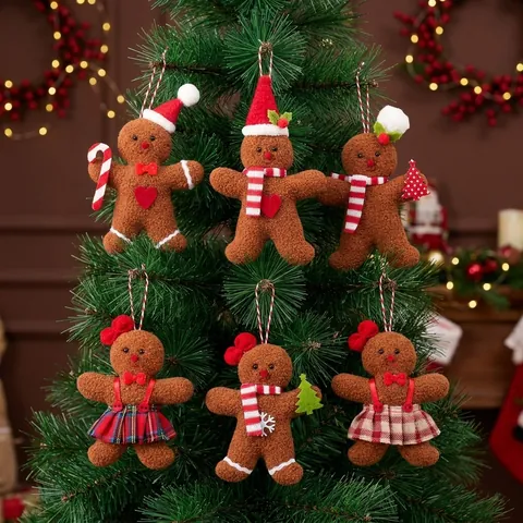 Omini di Pan di Zenzero Natalizi Ciondoli Sospesi in Peluche di Stoffa per Decorazioni per Alberi di Natale Bomboniere per Feste di Vacanza Decorazioni per la Casa