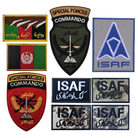 Tactical Morale Patch Embroidered Badge For Clothing Backpack Afghanistan National Commando ISAF Military Hook And Loop