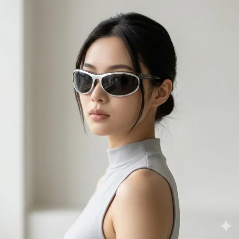 Lunettes De Soleil Courbées De Luxe Pour Femmes Monture PC Verres AC Protection UV400 Grand Cadre Style Cyber Y2K Sportives