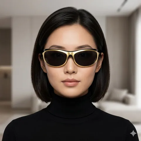 Lunettes De Soleil Courbées De Luxe Pour Femmes Monture PC Verres AC Protection UV400 Grand Cadre Style Cyber Y2K Sportives