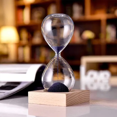 Reloj De Arena Magnético Con Base De Madera Vidrio De Borosilicato Decoración De Escritorio Creativa Polvo De Hierro Hogar