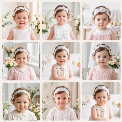 Fascia per Capelli in Pizzo Bianco per Neonati Fiori Farfalla Elastica Accessorio per Servizi Fotografici Bambina