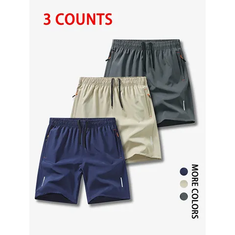 Herren Schnelltrocknende Eisseide Sportshorts Leicht Atmungsaktiv Athletik Training Shorts Mit Reißverschlusstaschen Reflektierende Streifen Lässige Hosen