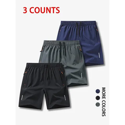 Herren Schnelltrocknende Eisseide Sportshorts Leicht Atmungsaktiv Athletik Training Shorts Mit Reißverschlusstaschen Reflektierende Streifen Lässige Hosen