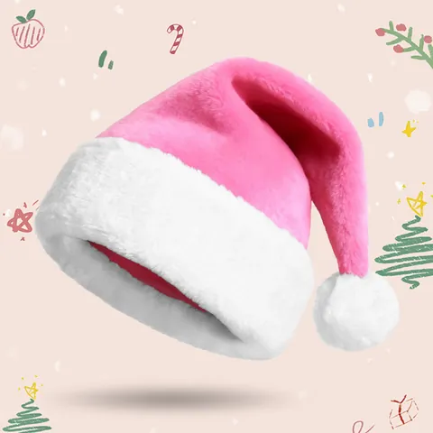 Bunte Kurzplüsch Weihnachtsmütze Mit Weißem Kunstfellbesatz Und Bommel Warme Verdickte Festival Party Dekorative Mütze Für Erwachsene