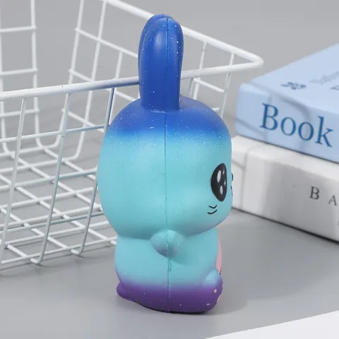 Jouet Squishy Lapin de Dessin Animé Dégradé Ciel Étoilé Bleu Violet PU Rebond Lent Anti-Stress pour Enfants Adultes