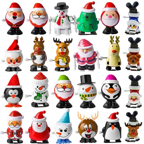 Christmas Wind Up Toys For Kids Santa Claus Snowman Reindeer Penguin Clockwork Jumping Toy Plastic Trick Gift Holiday Party Favors