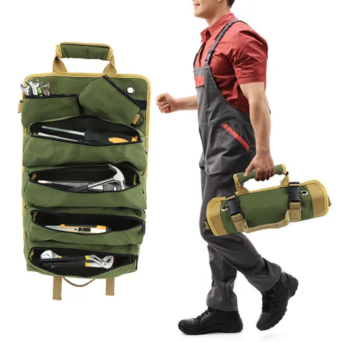 Bolsa Multifuncional de Almacenamiento de Herramientas para el Respaldo del Asiento del Coche Tela Oxford Duradera Organizador Enrollable con Bolsillos de Cremallera