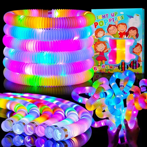 LED Pop Tubes Sensorisch Fidget Speelgoed Lichtgevend In Het Donker Rekbare Plastic Buis Stressverlichting Educatief Speelgoed Voor Kinderen Feestartikelen Veelkleurig