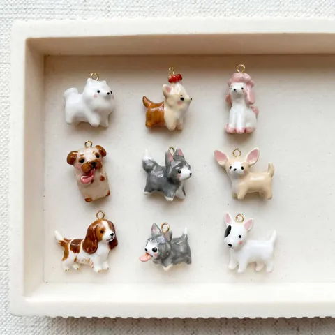 Cute Cartoon Dog Pendant Enamel Copper Animal Charms For DIY Necklace Making Minimalist Puppy Pendants For Women Jewelry Accessories