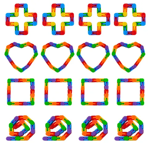 Colorful Wacky Tracks Fidget Toy Snap And Click Fidget Chain For Sensory Stress Relief DIY Folding Educational Toy For Kids