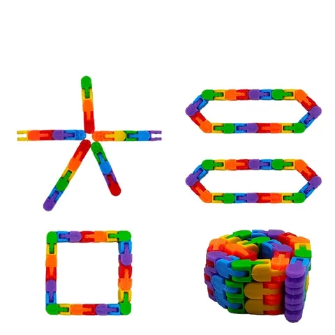 Colorful Wacky Tracks Fidget Toy Snap And Click Fidget Chain For Sensory Stress Relief DIY Folding Educational Toy For Kids