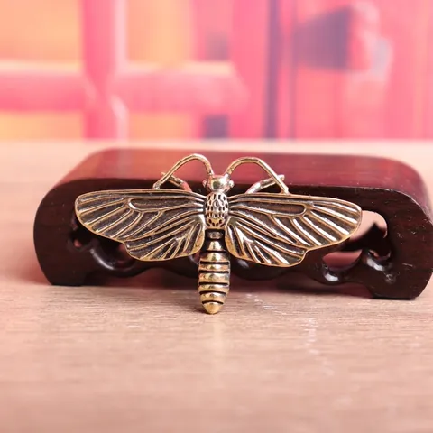 Vintage Messing Mot Insect Ornament Antieke Afwerking Desktop Decoratie Thee Huisdier Figuur Voor Huis Kantoor Bureau Geschenk