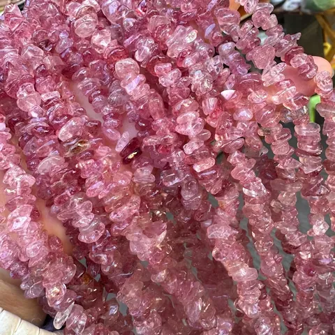 Perles en Quartz Fraise Rouge Naturel Éclats Irréguliers pour Création de Bijoux DIY Bracelet Collier Accessoire en Pierre Gemme
