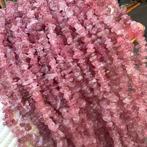 Perles en Quartz Fraise Rouge Naturel Éclats Irréguliers pour Création de Bijoux DIY Bracelet Collier Accessoire en Pierre Gemme