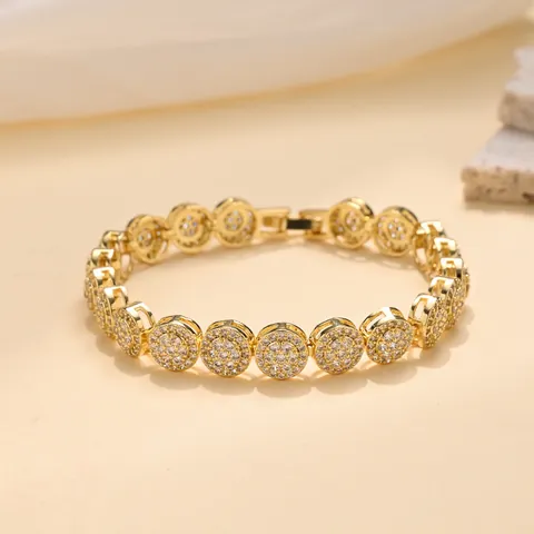 Bracelet Homme Style Hip Hop avec Strass Ronds Incrustés Chaîne en Alliage Bijoux de Mode Streetwear Or Argent Cadeau