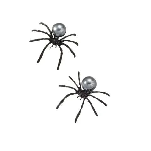 Boucles d'Oreilles Clous Araignée Noire Gothique Halloween Femmes Alliage Perle Artificielle Bijoux Accessoire