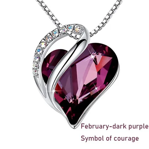 Herzform Geburtsstein Anhänger Halskette Legierung Strass Herz Halskette Für Damen Bunte Kristall Jubiläum Schmuck Geschenk
