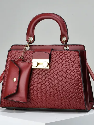 Borsa a Mano Goffrata da Donna Grande Capacità Minimalista Urbana in Pelle PU Borsa a Tracolla Con Pochette Coordinata