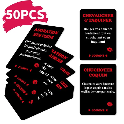 French Version Couples Interactive Card Game For Adults Romantic Tabletop Board Game With Heart Lips Pattern Fun Commands