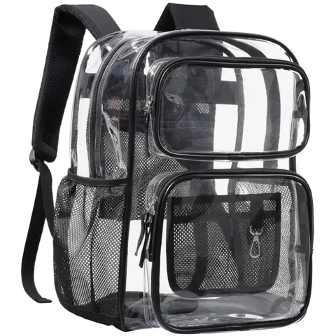 Mochila Transparente Grande Heavy Duty PVC Bolsa de Escuela Impermeable Elegante Multibolsillo Unisex Daypack para Viaje Trabajo