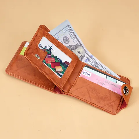 Vintage Business Men Short Wallet Creative Dollar Bill $100 Pattern Embossed PU Leather Bifold Card Holder Multi-Slot Wallet