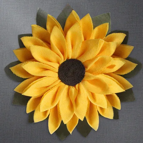 Thanksgiving Burlap Sunflower Wreath Artificial Yellow Sunflower Wall Hanging Autumn Fall Front Door Porch Decor Wreath