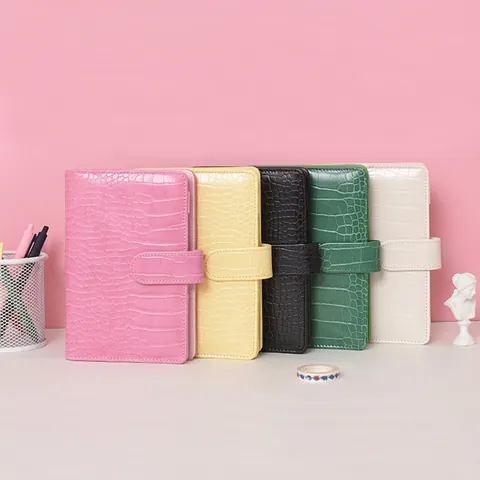 Raccoglitore per Quaderni a Fogli Mobili in Pelle PU Con Motivo Coccodrillo Macaron Budget Planner Organizer Per Scuola Ufficio Regalo