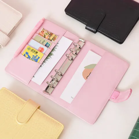 Macaron Krokodilmuster PU Leder Loseblatt Notizbuch Ordner Budgetplaner Organizer Mit Kartenschlitzen Für Schule Büro Geschenk
