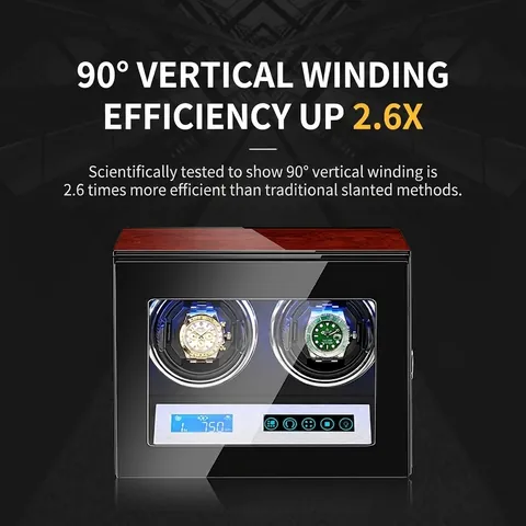 Automatic Watch Winder Box Piano Paint Wood Grain Silent Motor LCD Touch Screen LED Light Watch Storage Organizer